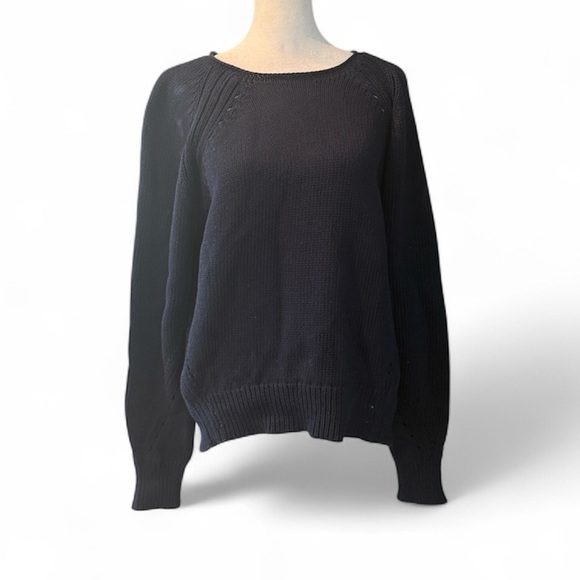 J. Crew Sweaters - J Crew Woman's Sweater with pointelle stitching Sz Medium J6381 Navy NWT